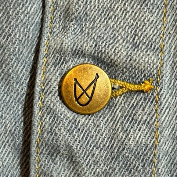 Mink Pink Denim Mini Skirt Button Front Mini Size Medium Light Wash Frayed Hem - Picture 3 of 6